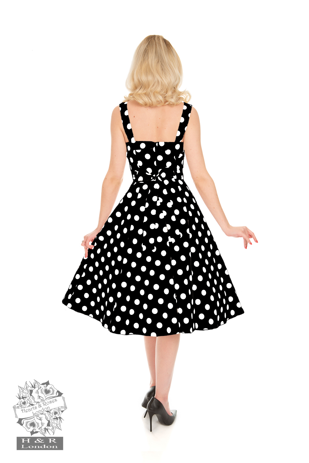 Priscila Polka Dot Swing Dress in Black